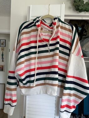 Aerie Striped Half-Zip Hoodie Pullover